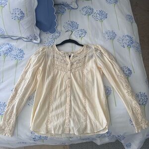 LoveShackFancy Ivory Lace Blouse
